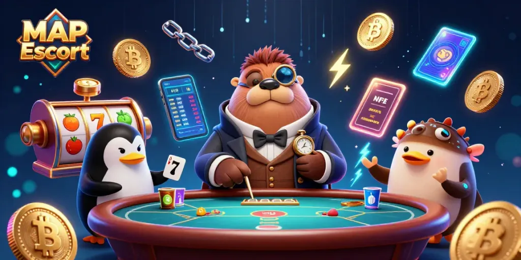 Playfully strategizing with MAP Escort in a vibrant underwater casino scene filled with dynamic game elements.