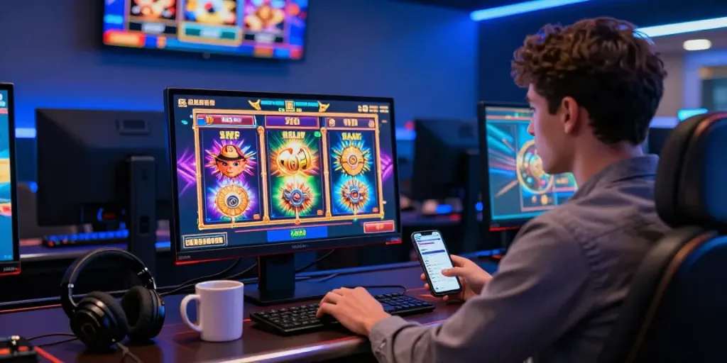 Joueur sur https://studiobarw.com/ profitant d'un slot attractif dans un casino en ligne moderne.