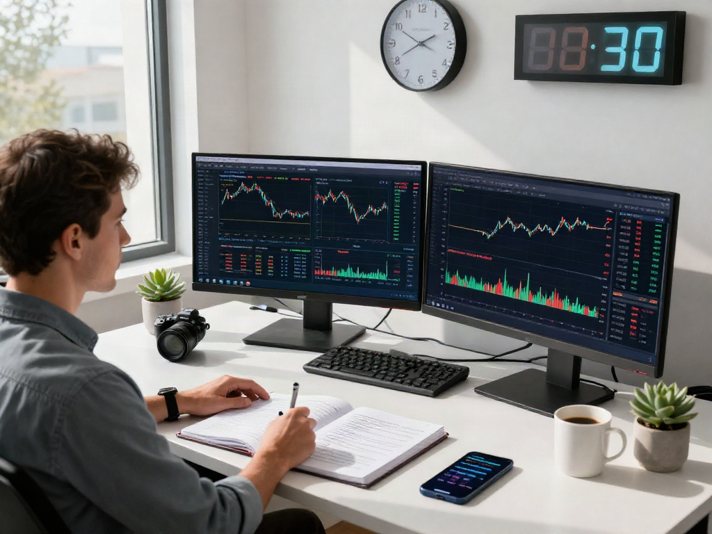 Interface de la plateforme Couponeau sur des écrans d'ordinateur dans un bureau de trading moderne.