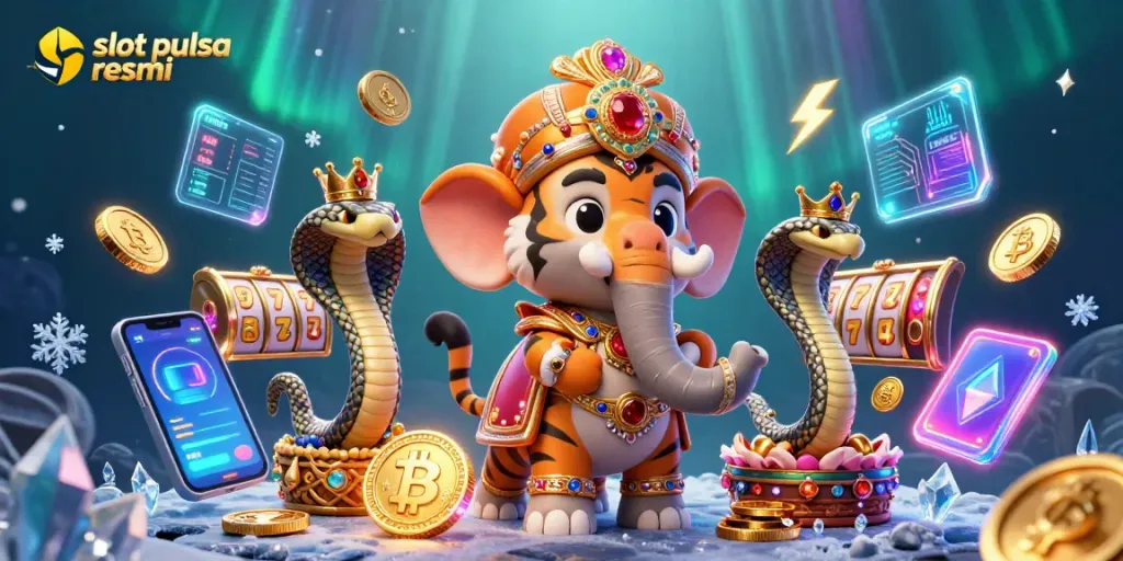 Experience thrilling action with "slot pulsa resmi" in this vibrant casino scene.