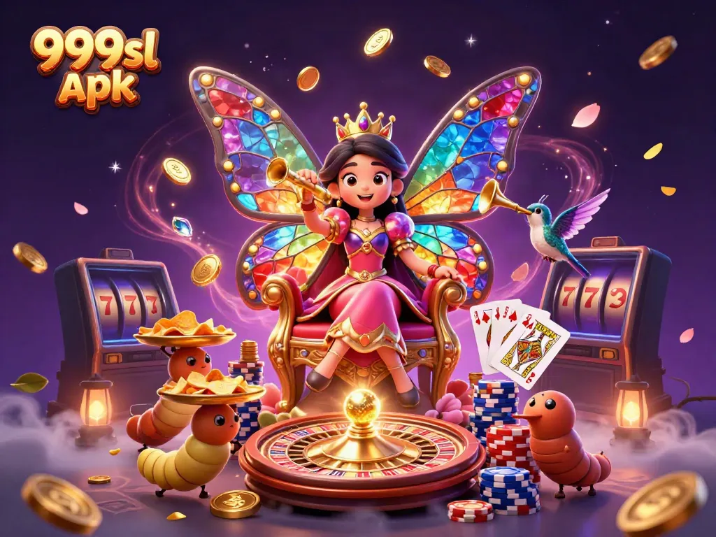 Play thrilling games with the 999sl apk featuring vivid character illustrations, shining coins, and poker elements.