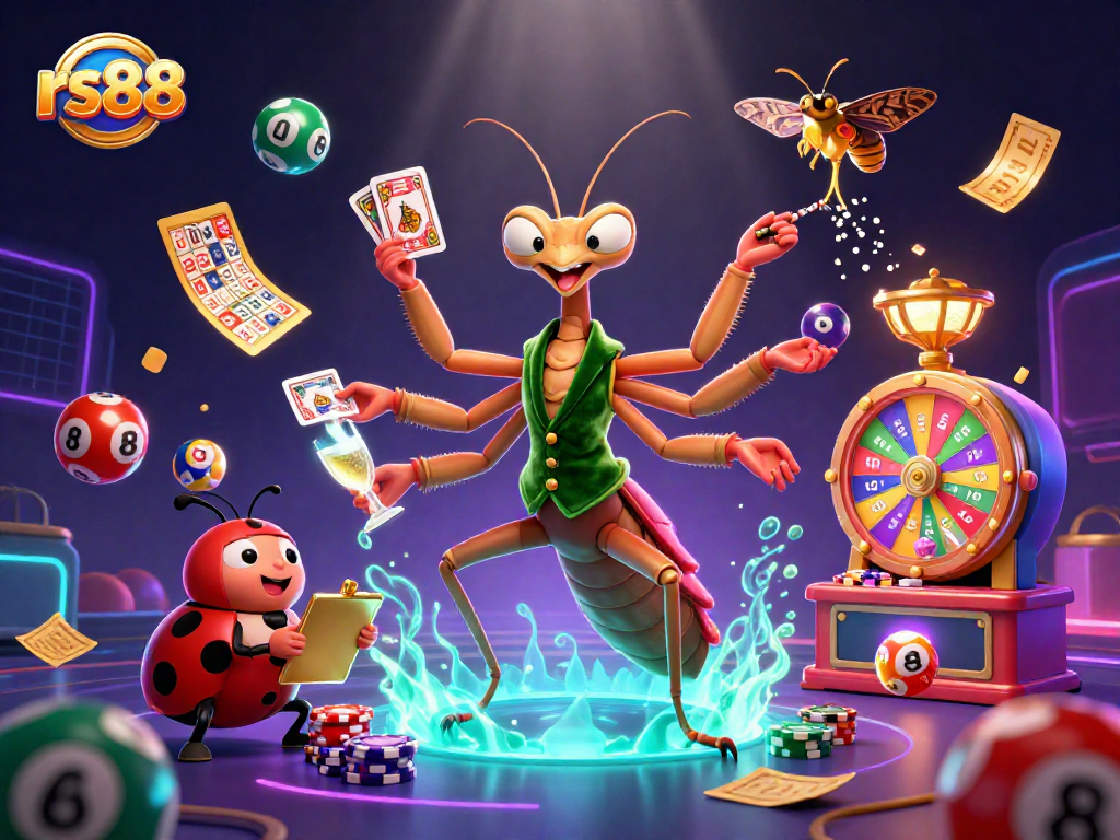 Experience thrilling gameplay at rs88 with a vibrant casino scene featuring a card sharp, pit boss, and lively lottery games.