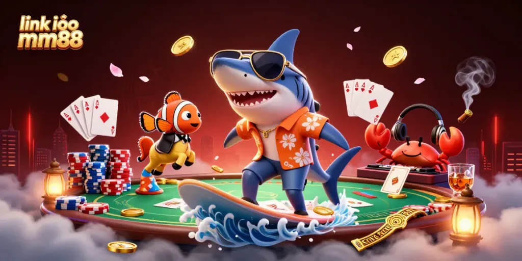 Experience the thrill of link vào mm88 with our vibrant casino-themed illustration featuring animated characters and dynamic elements.